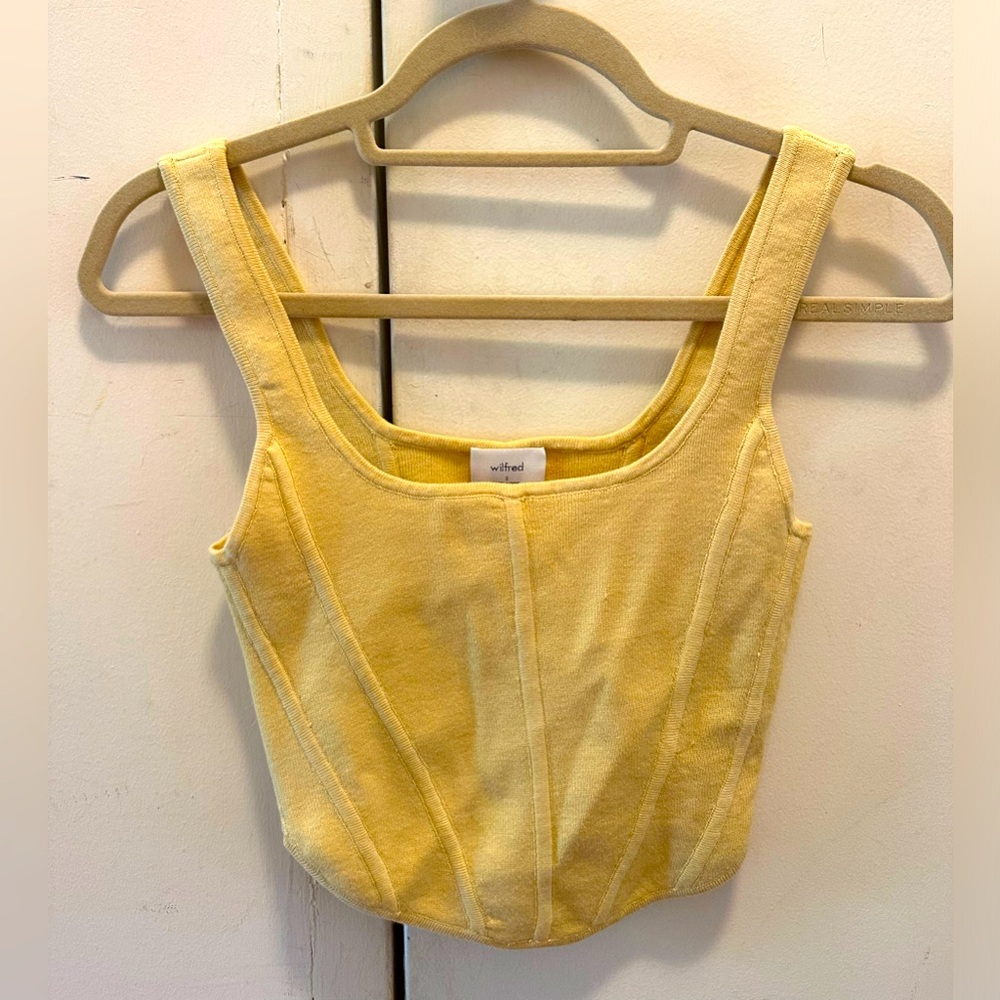Aritzia Wilfred Corset Top, Yellow, Size S